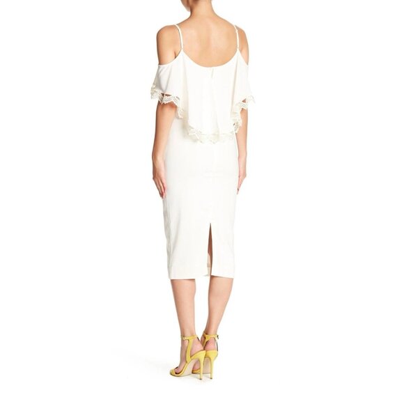 Dress the Population Beth Overlay Dress White Womens M Read - Picture 11 of 11